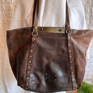 PATRICIA Nash Distressed Leather Tote Benvenuto Chocolate dark chocolate